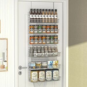 Spice Rack Organizer 6-tier, Wall Mounted Or Over The Door, Silver